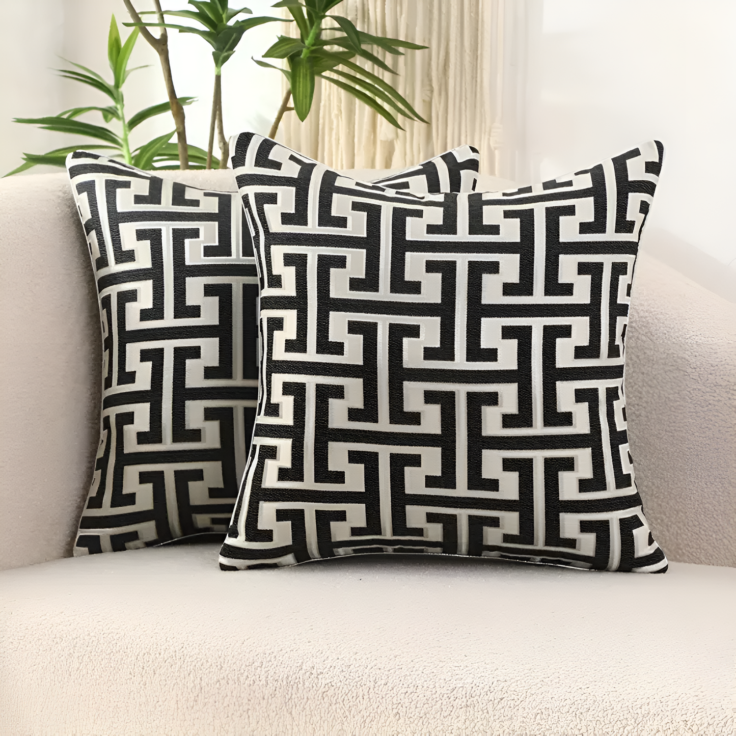 Luxury Geometric Jacquard Cushion Cover