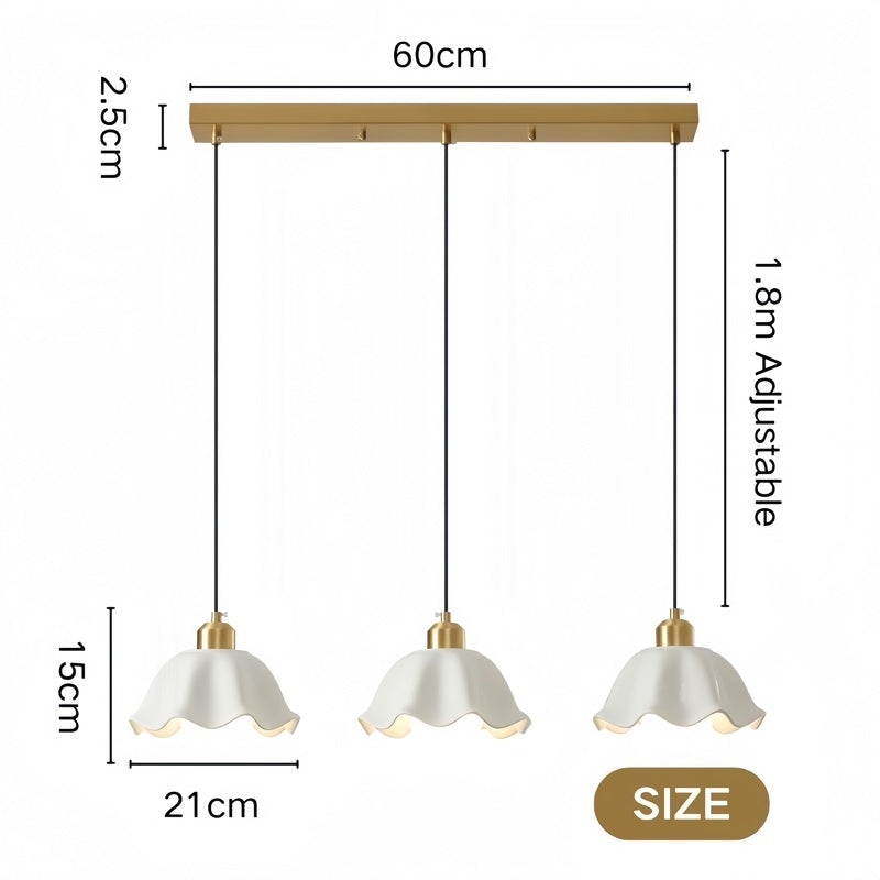 Nordic Glow Brass 3-Light Kitchen Pendant Lighting