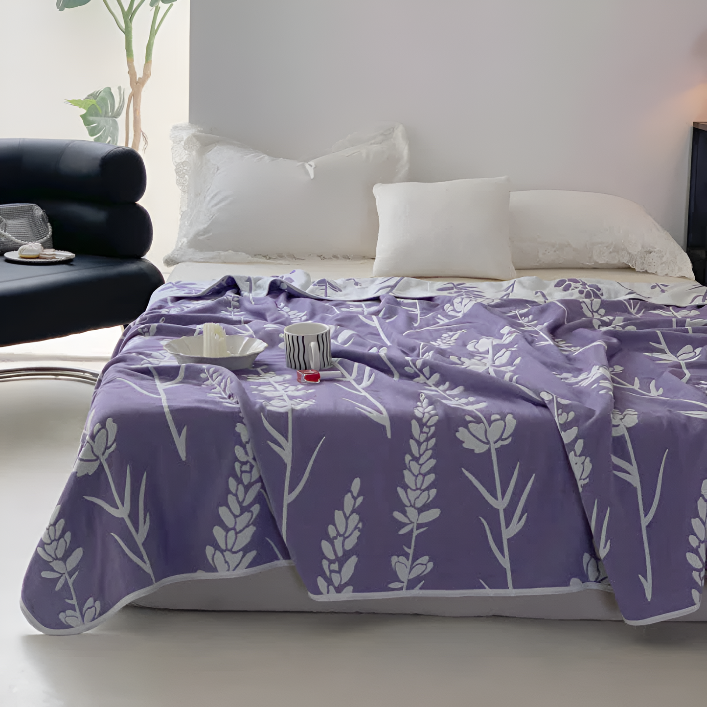 Lavender Bloom Cotton Gauze Blanket