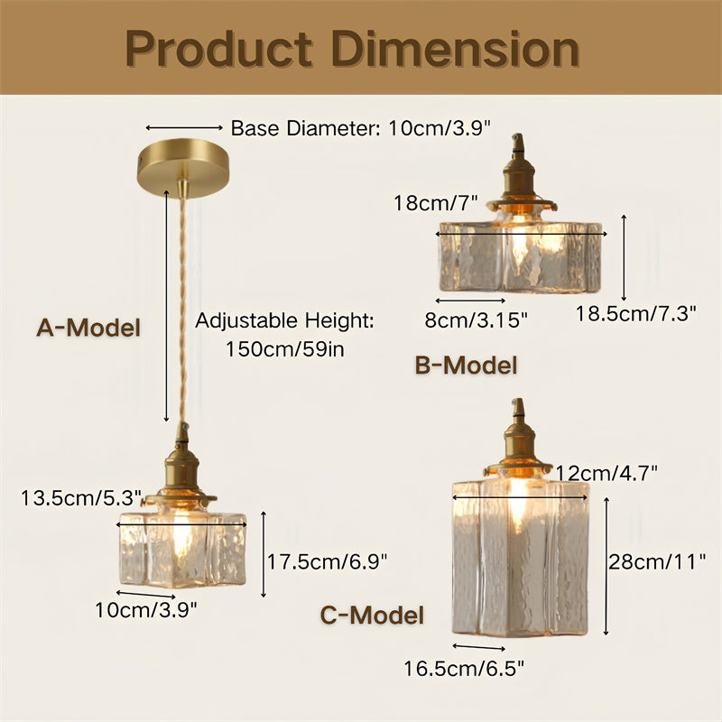 VintageLuxe - Retro Hammered Glass Pendant Light