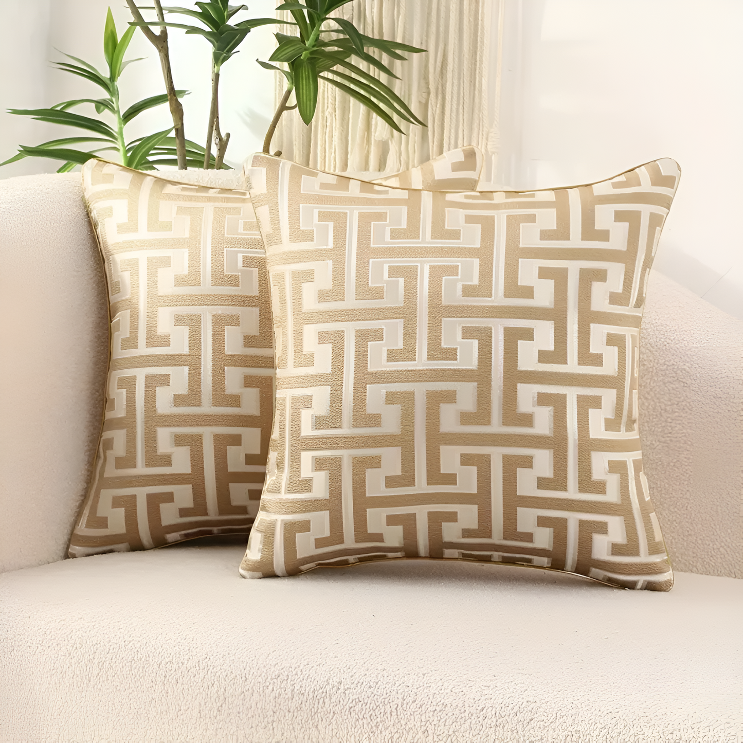 Luxury Geometric Jacquard Cushion Cover