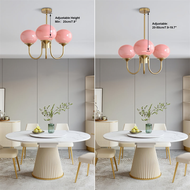 Aurora Luxe 3-Light Chandelier - Pink/White/Beige