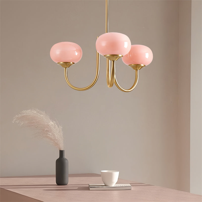 Aurora Luxe 3-Light Chandelier - Pink/White/Beige