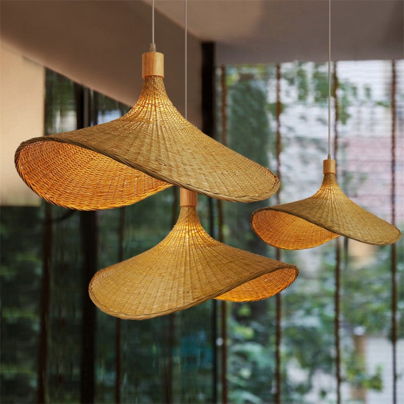 Handwoven Curved Bamboo Pendant Light