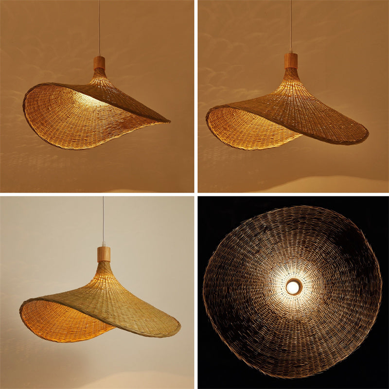 Handwoven Curved Bamboo Pendant Light